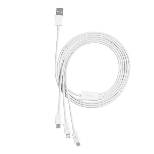 Quick Charge USB to M+L+C  Baseus Superior Data 3.5A 0,5m (White) - Image 6