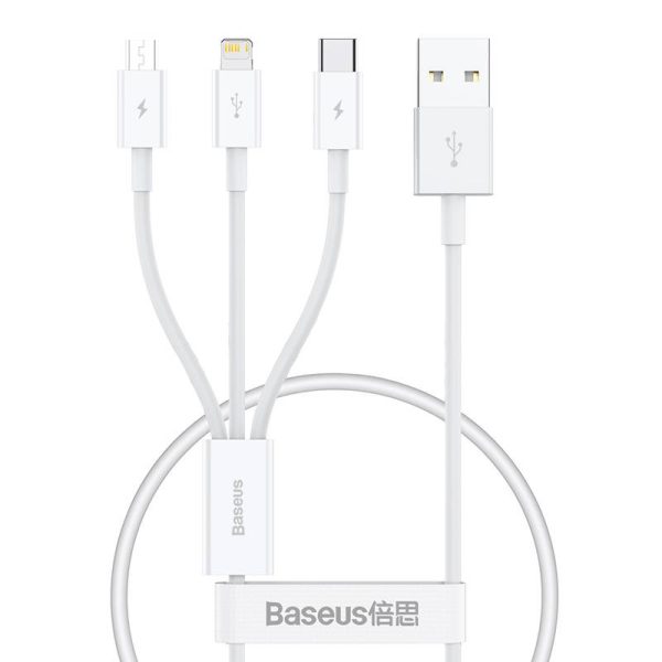 Quick Charge USB to M+L+C  Baseus Superior Data 3.5A 0,5m (White) - Image 2
