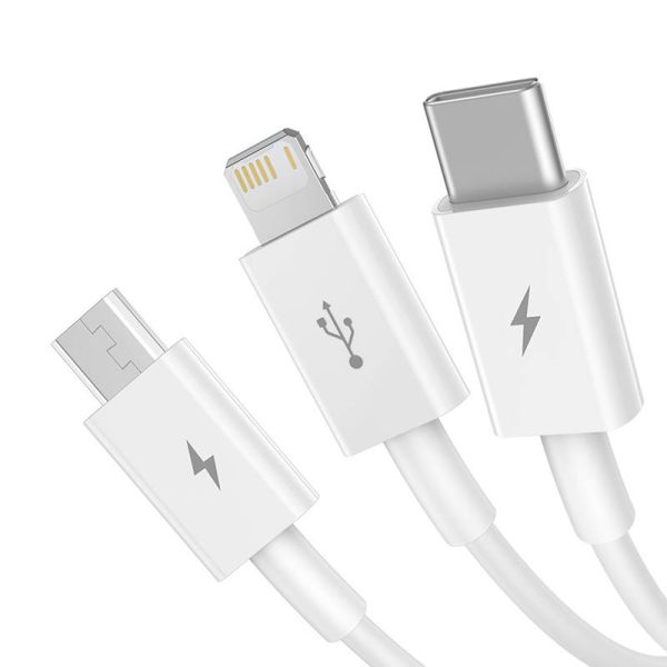 Quick Charge USB to M+L+C  Baseus Superior Data 3.5A 0,5m (White) - Image 3