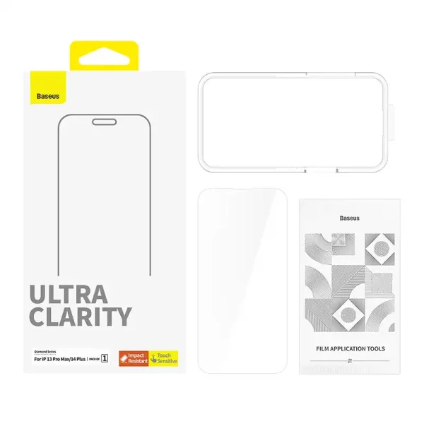 Tempered Glass screen protector  Baseus OS Diamond Series HD for Iphone 13 Pro Max/14 Plus(Clear) - Image 4