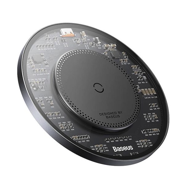Wireless Qi inductive charger Baseus Simple 2, 15W with USB-C to USB-C cable (black) - Image 3
