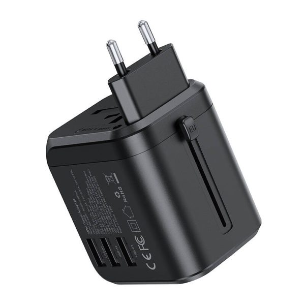 Choetech PD5008 travel charger, 3xUSB-A, 2xUSB-C, GaN, 35W, US/EU/UK/AU (black) - Image 2