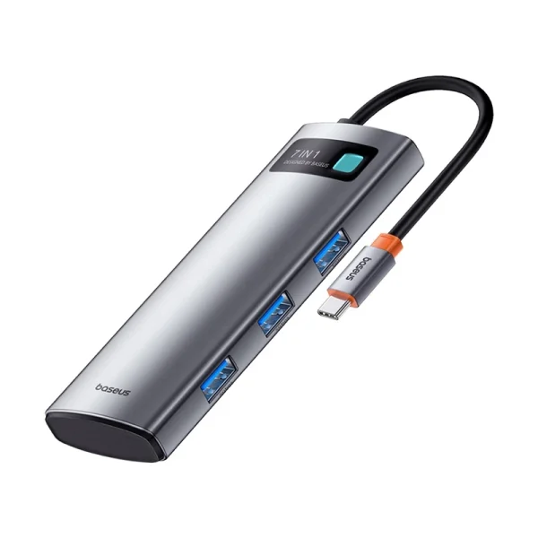 Hub 7in1 Baseus Gleam, USB-C  to 1x HDMI4K 60Hz + 3x USB3.0 + 1x PD + 1x SD/TF (grey) - Image 4