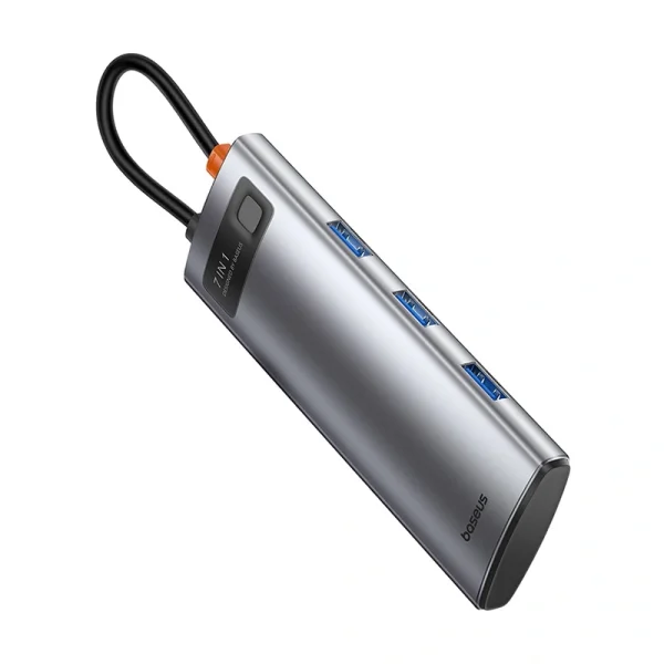Hub 7in1 Baseus Gleam, USB-C  to 1x HDMI4K 60Hz + 3x USB3.0 + 1x PD + 1x SD/TF (grey) - Image 5