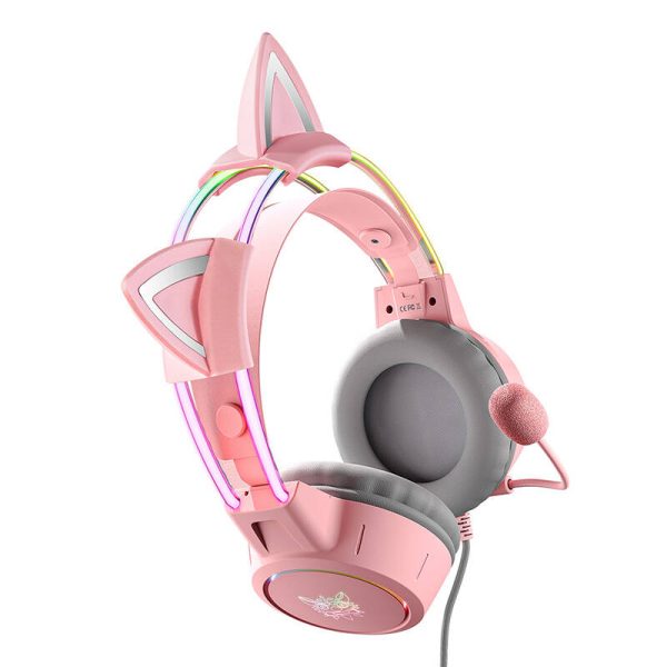 ONIKUMA X15Pro Gaming Headphones Pink/Cat Ears - Image 4