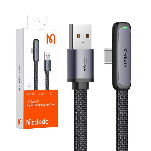 USB to USB-C cable Mcdodo CA-3340 6A 90 degree 1.2m - Image 2