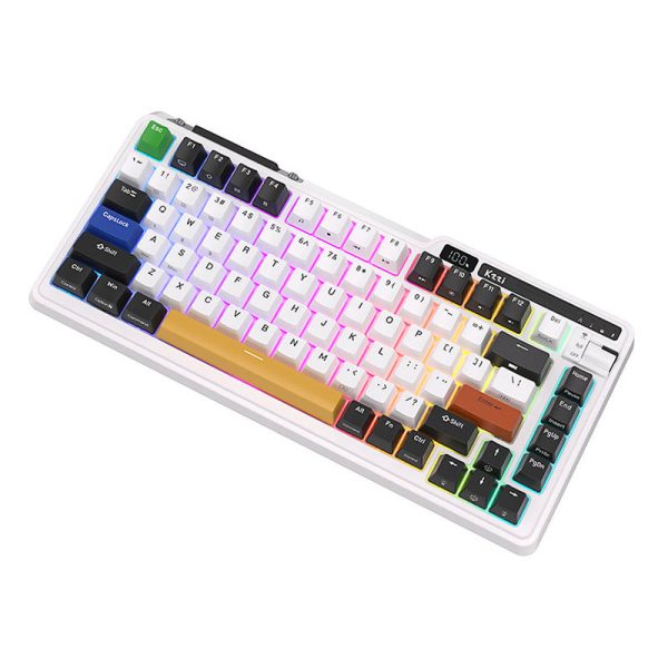 Wireless mechanical keyboard Royal Kludge KZZI K75 pro RGB, Moment Switch (black and white) - Image 5
