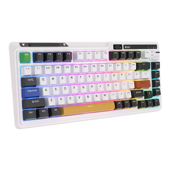 Wireless mechanical keyboard Royal Kludge KZZI K75 pro RGB, Moment Switch (black and white) - Image 4