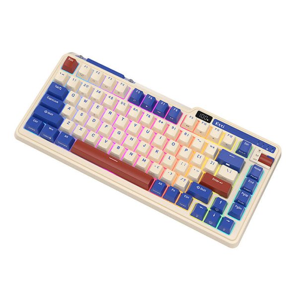 Wireless mechanical keyboard Royal Kludge KZZI K75 pro RGB, Moment Switch (retro blue) - Image 6