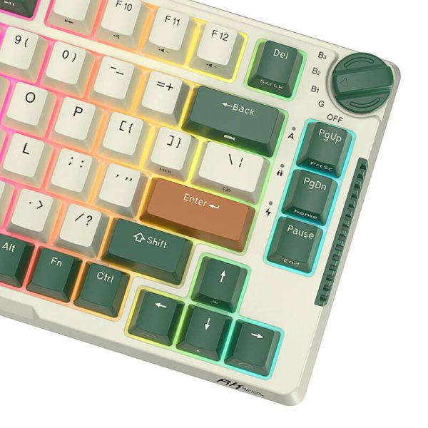 Wireless mechanical keyboard Royal Kludge RKH81 RGB, Sky cyan switch (green) - Image 6