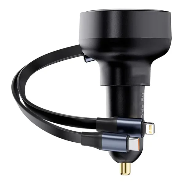Car Charger Baseus Enjoyment USB-C with USB-C cable and Lightning  60W (black) - Image 3