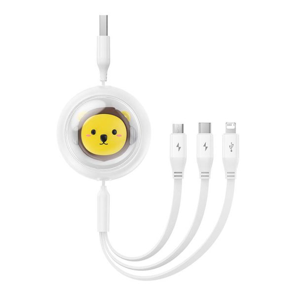 Charging Cable 3w1 Baseus USB to USB-C, USB-M, Lightning 3,5A, 1,1m (White) - Image 2