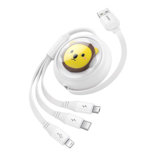 Charging Cable 3w1 Baseus USB to USB-C, USB-M, Lightning 3,5A, 1,1m (White) - Image 3