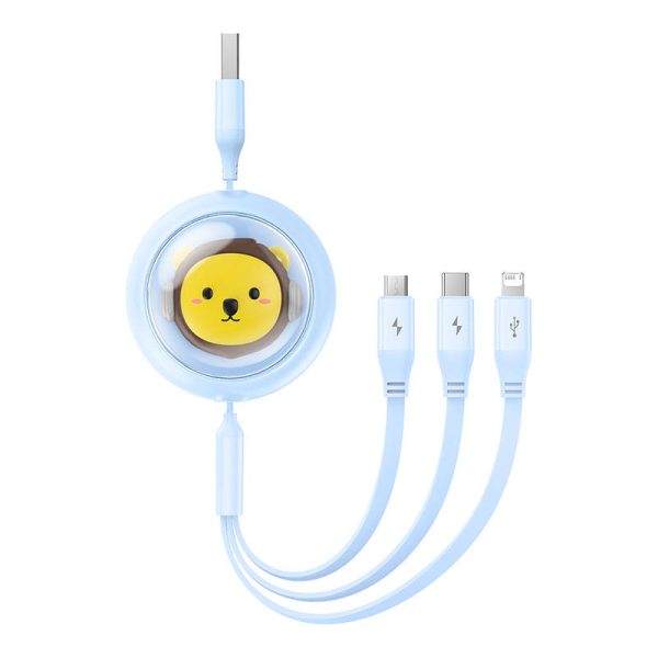Charging Cable 3w1 Baseus USB to USB-C, USB-M, Lightning 3,5A, 1,1m (blue) - Image 2
