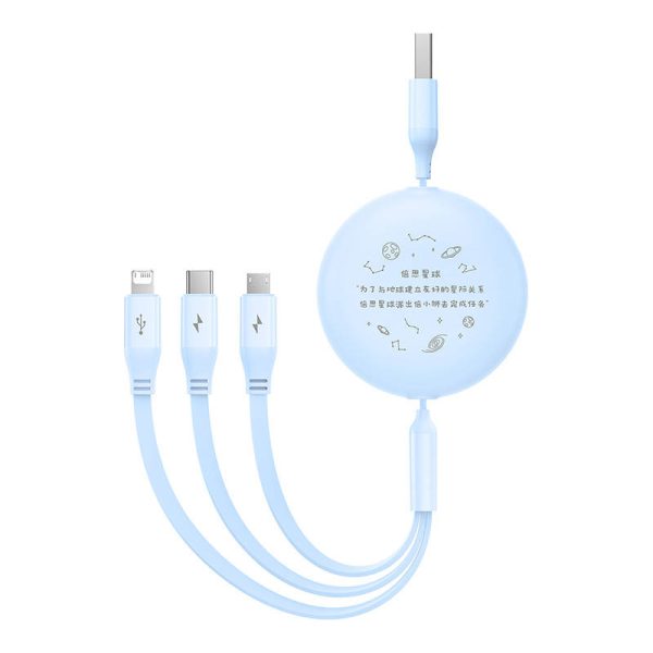 Charging Cable 3w1 Baseus USB to USB-C, USB-M, Lightning 3,5A, 1,1m (blue) - Image 6