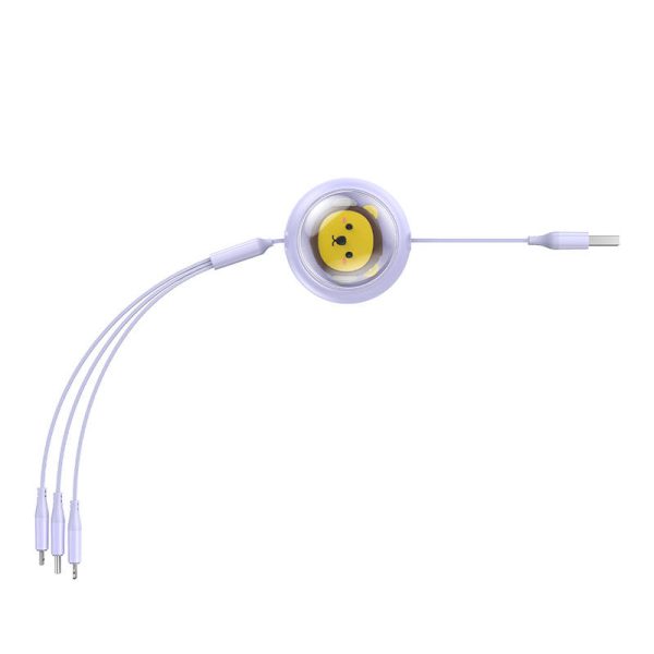 Charging Cable 3w1 Baseus USB to USB-C, USB-M, Lightning 3,5A, 1,1m (purple) - Image 5