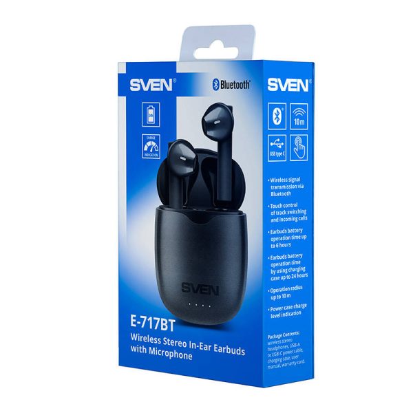 Wireless Earbuds with microphone SVEN E-717BT (black - Image 4