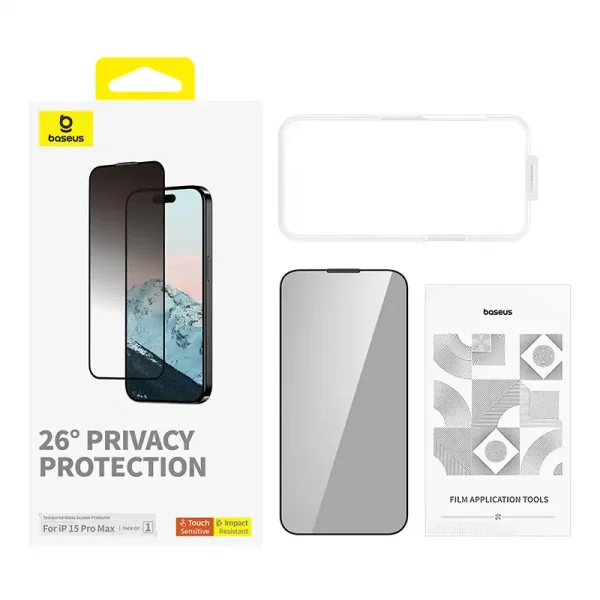 Privacy Protection Tempered Glass Baseus Diamond iPhone 15 Pro Max - Image 3