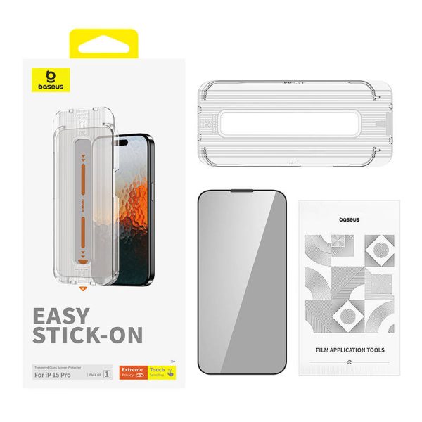 Privacy Protection Tempered Glass Baseus Sapphire iPhone 15 Pro - Image 2
