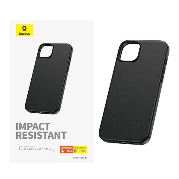 Phone Case for iPhone 15 Plus Baseus Fauxther Series (Black) — изображение 3
