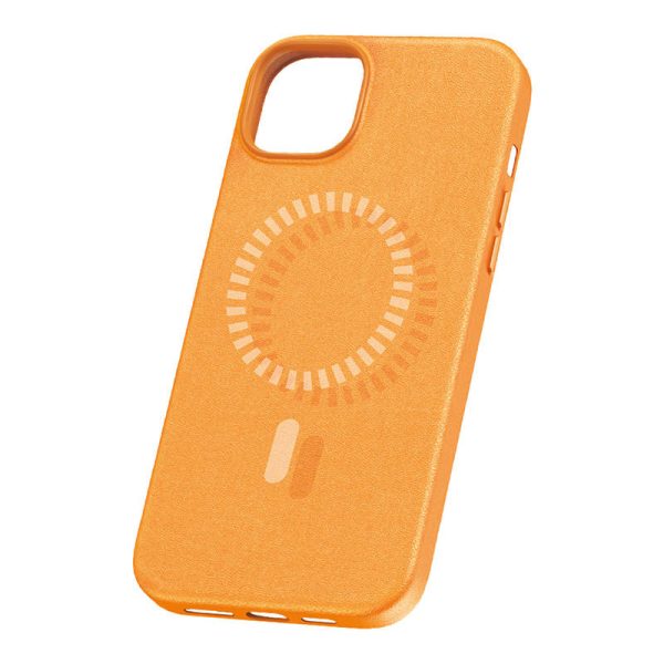 Magnetic Phone Case for iPhone 15 Plus Baseus Fauxther Series (Orange) - Image 2