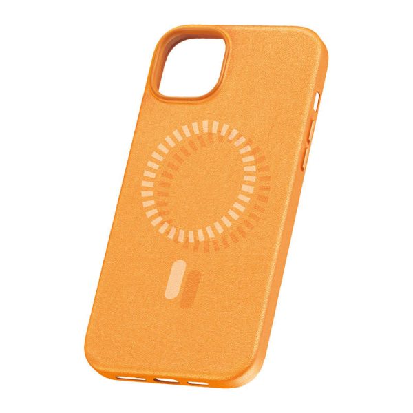 Magnetic Phone Case for iPhone 15 Pro Baseus Fauxther Series (Orange) - Image 2