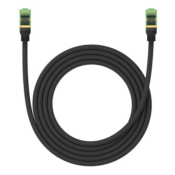 Braided network cable cat.8 Baseus Ethernet RJ45, 40Gbps, 2m (black) - Image 3