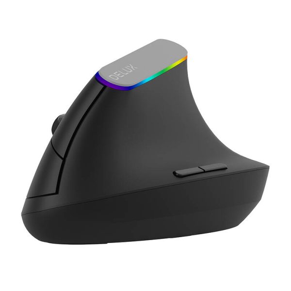 Wireless Vertical Mouse Delux M618C 2.4G 1600DPI RGB (black) - Image 2
