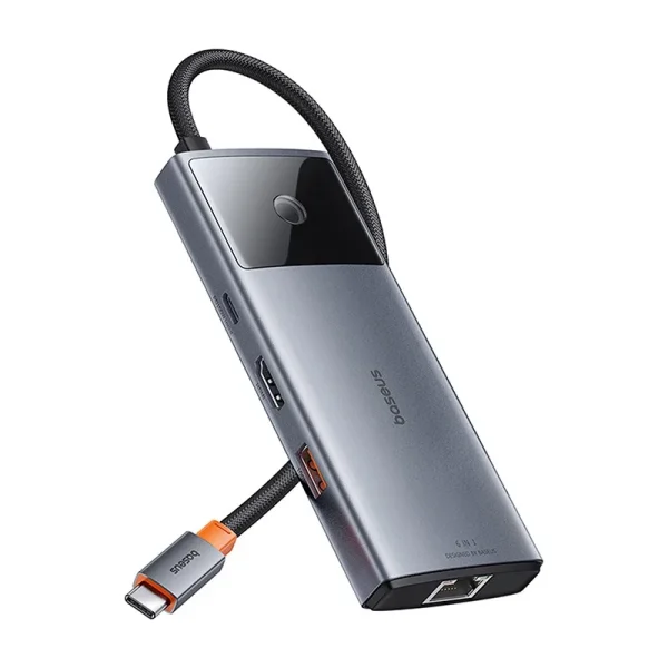 Hub 6in1 Baseus Metal Gleam 2 Series, USB-C to 2xUSB 3.0 +USB-C + HDMI + USB-C PD + Ethernet RJ45 - Image 5