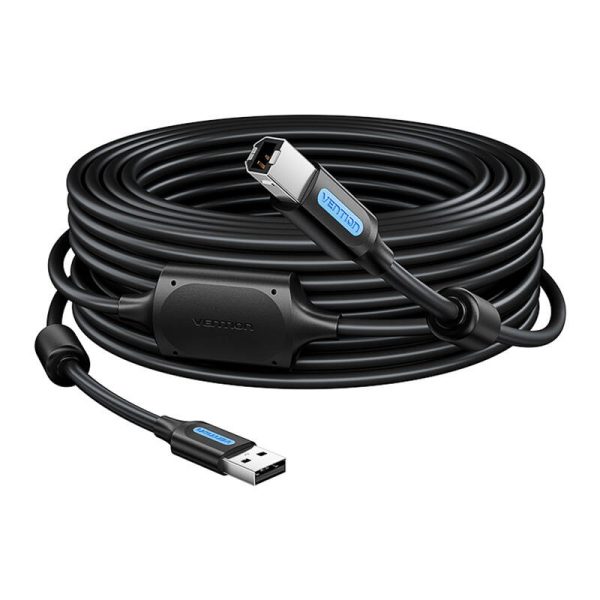 USB 2.0 A to USB-B cable with ferrite core Vention COQBL 2A 10m Black PVC - Image 2