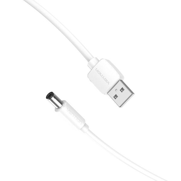 Power Cable USB 2.0 to DC 5.5mm Barrel Jack 5V Vention CEYWG 1,5m (white) - Image 2