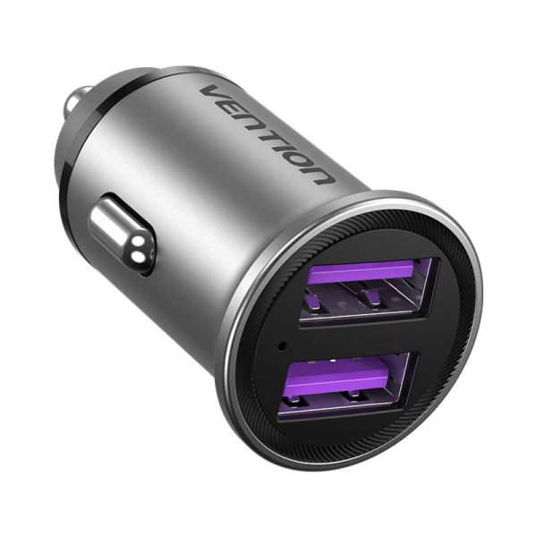 Car Charger 2x USB Vention FFEH0 30W Gray - Image 2
