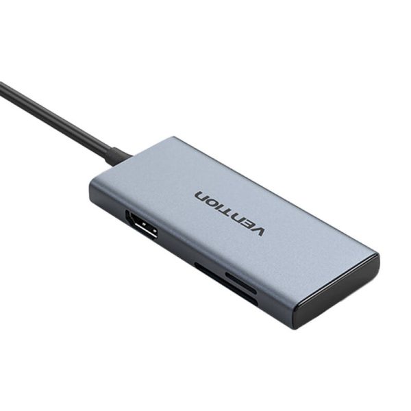 USB-C to HDMI, 3x USB 3.0, SD, TF Hub Vention TOOHB 0.15m Gray - Image 2
