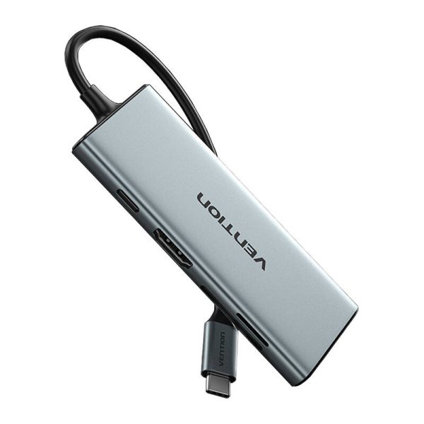 USB-C to HDMI, 3x USB 3.0, SD, TF, PD Hub Vention TOPHB 0.15m Gray - Image 4
