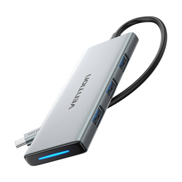 USB-C to HDMI, 3x USB 3.0, SD, TF, PD Hub Vention TOPHB 0.15m Gray - Image 2