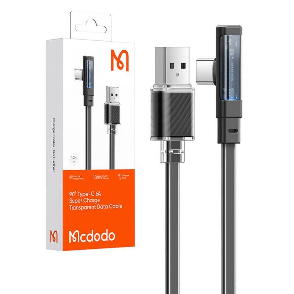 Cable USB-C to USB-C Mcdodo CA-3423 90 Degree 1.8m with LED (black) - Image 5