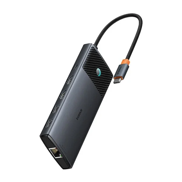 Adapter Hub 10in1 Baseus USB-C - 2xHDMI, 3xUSB-A, USB-C, RJ45, SD/TF, PD (black) - Image 4