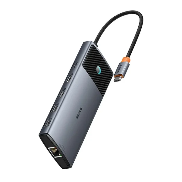 Adapter Hub 10in1 Baseus 2x HDMI, USB-C, 3xUSB-A+RJ45+SD/TF, PD  (grey) - Image 4
