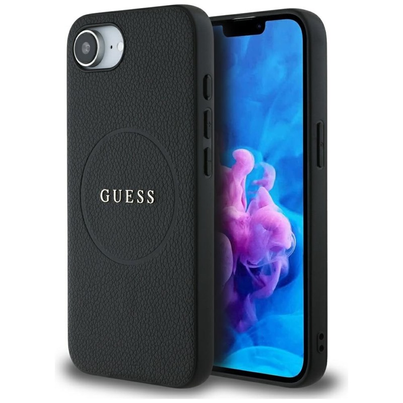 Guess Grained Ring MagSafe - Case for iPhone 16e (black)