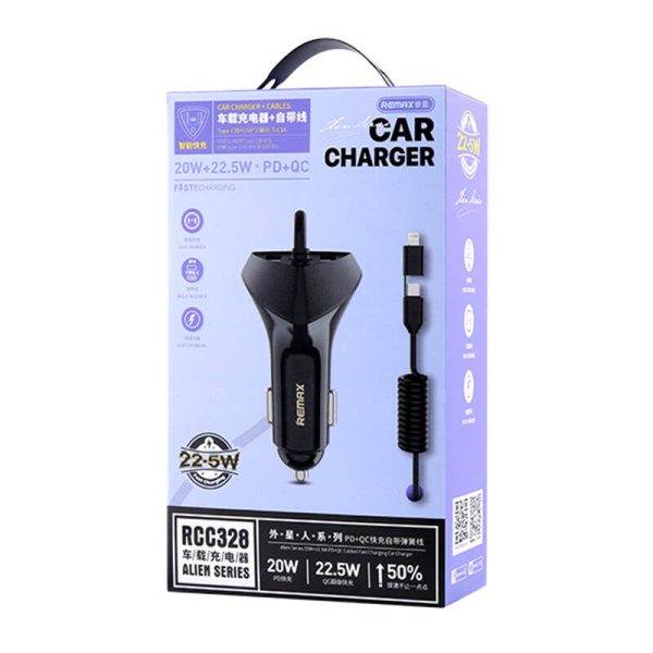 Cabled car charger Remax RCC328 20V+22,5W PD+QC - Image 2