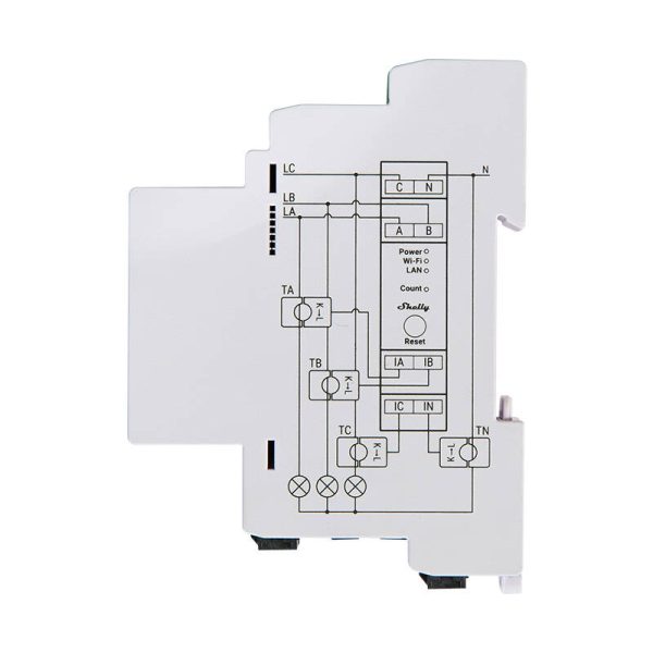 Shelly PRO 3EM 120A 2-Phase Energy Meter, WiFi/Bluetooth - Image 3