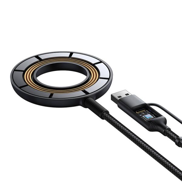 Joyroom JR-WQM03 magnetic charger, USB + USB-C, 1.2m (black) - Image 2