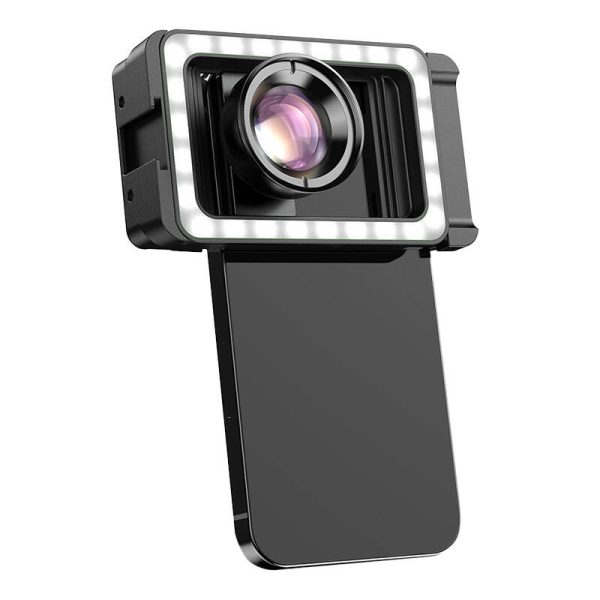 Mobile lens APEXEL APL-HB100FL23 100mm macro with LED (black) - Image 2