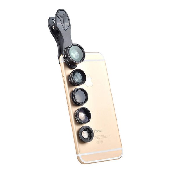 Mobile lens kit APEXEL APL-DG5H 5 in 1 universal (black) - Image 2