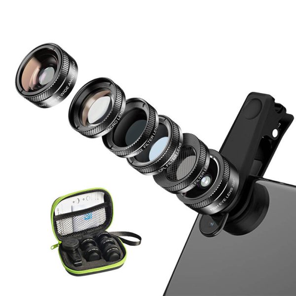 Mobile lens kit APEXEL APL-DG6V2 6 in 1 universal (black) - Image 3