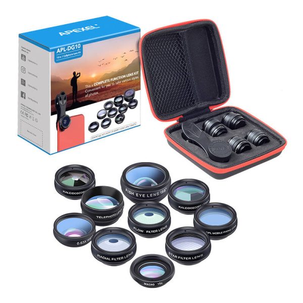 Mobile lens kit APEXEL APL-DG10 10 in 1 (black) - Image 2