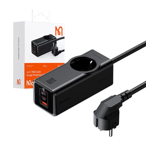 Power Strip GaN McDodo CH-4620 EU 70W, 2x USB-C, 1x USB (black) - Image 4