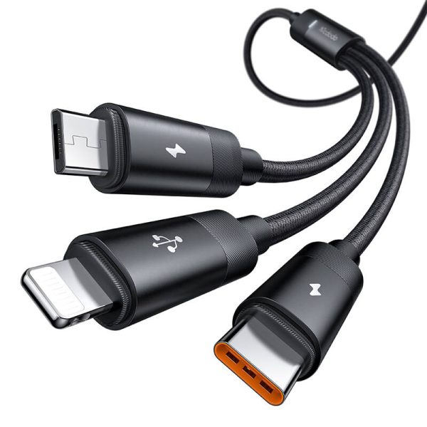 3in1 USB to USB-C / Lightning / Micro USB Cable, Mcdodo CA-5790, 3.5A, 1.2m (black) - Image 2