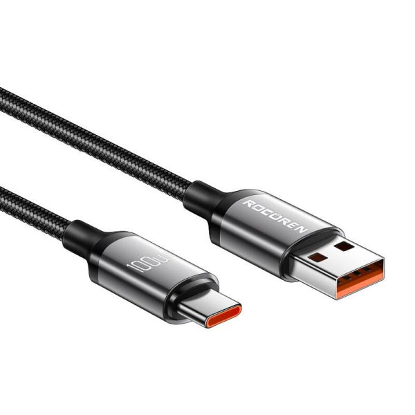Fast Charging cable Rocoren USB-A to USB-C Retro Series 2m 100W (grey) — изображение 2