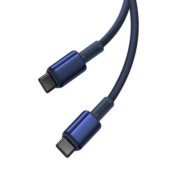 Cable USB-C do USB-C Baseus Tungsten Gold, 100W, 1m (niebieski) - Image 5